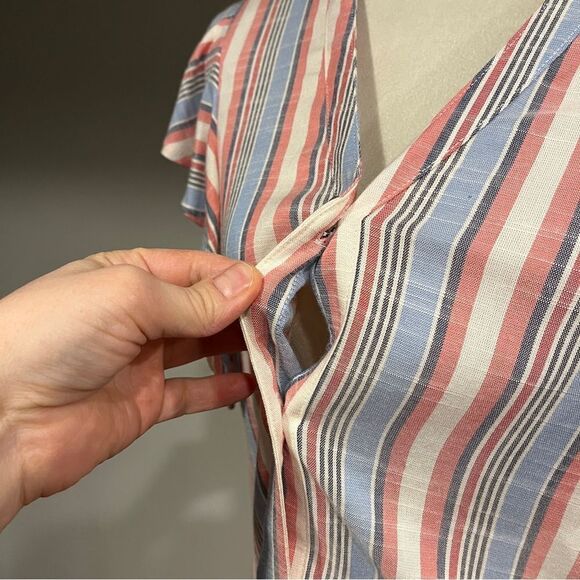 Elle button down striped straight fit mini dress size medium - Picture 5 of 12